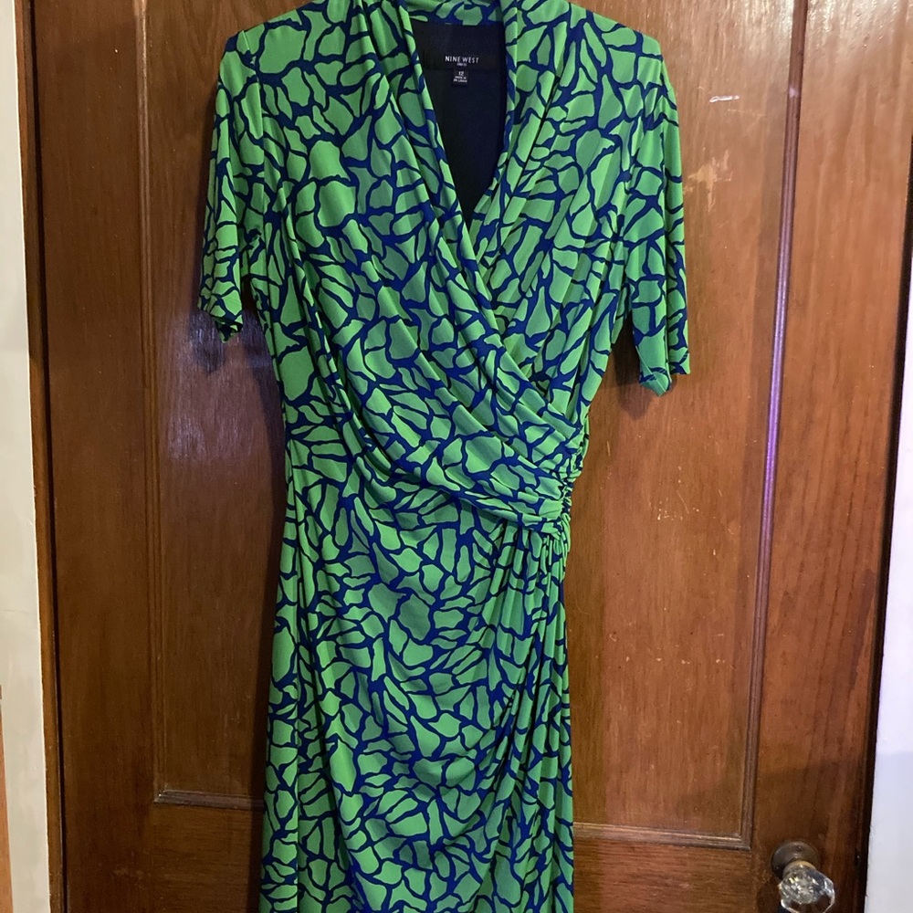 Bright green and blue dress